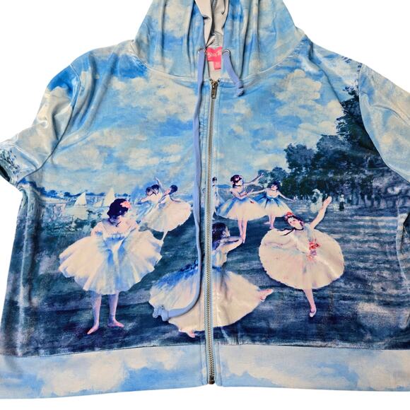 Sugar Thrillz  Rehearsal Cropped Ballerina Velvet Blue Hoodie Size: 3X - Picture 2 of 5